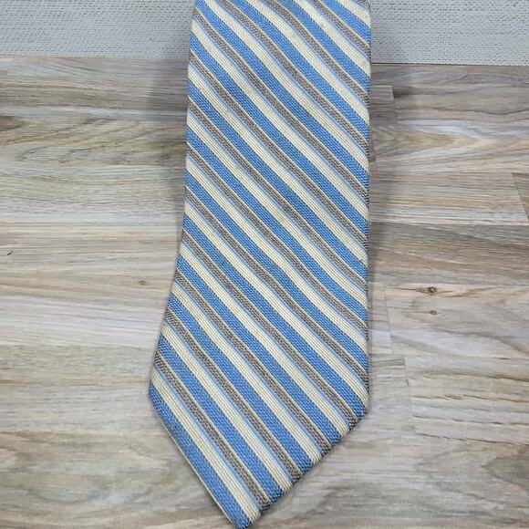 Joske's light blue khaki diagonal striped tie 57" long woven texture classic - Picture 3 of 7
